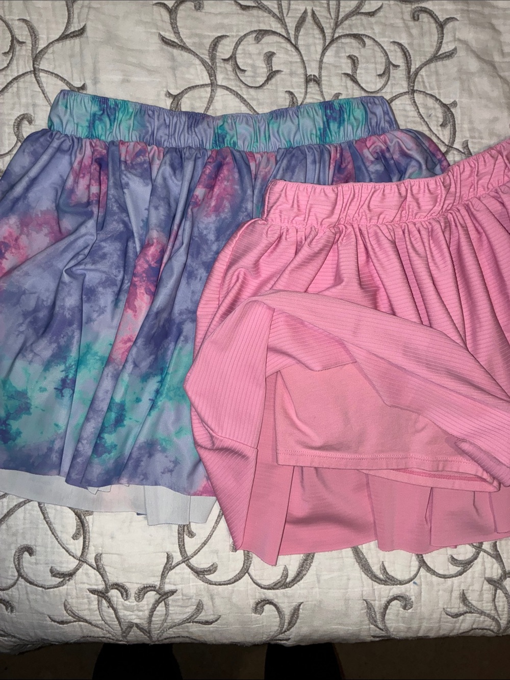 OshKosh B'gosh Pastel Tie-Dye Skort and OshKosh B'gosh Pink skort.